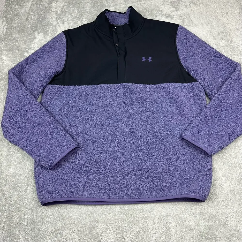 Under Armour Golf Size XL Mens Purple Fleece Pile Golf Pullover Sweater - Picture 2 of 8